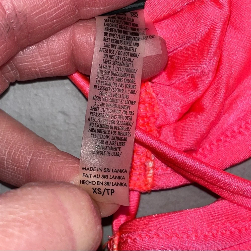 Victoria’s Secret Neon Coral Pink Cutout Halter Bikini Top
